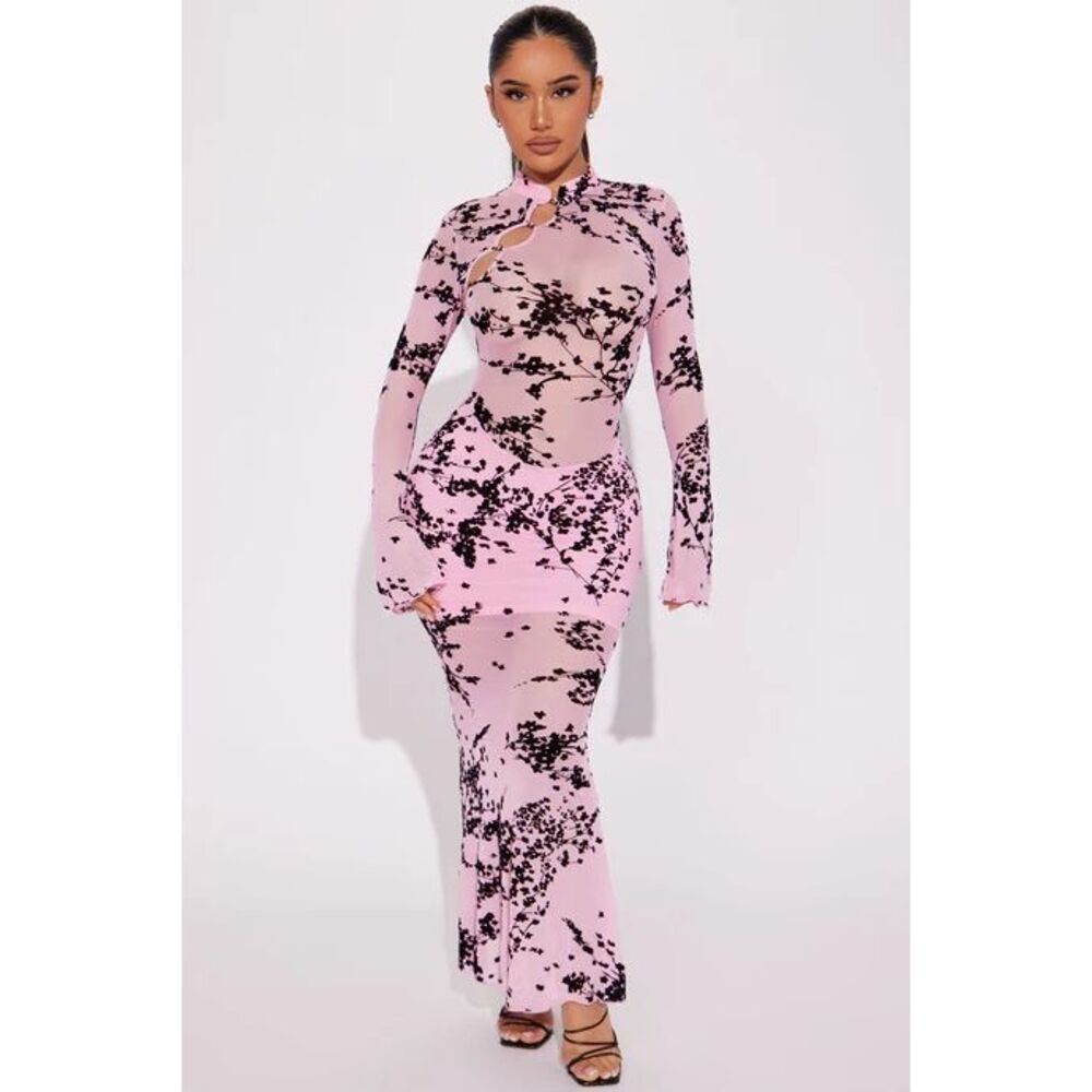 Mesh Maxi Dress - Pink